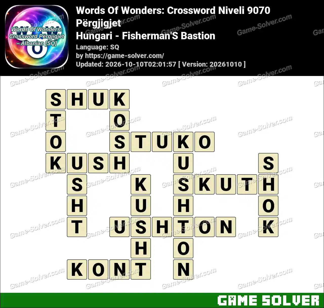 Words Of Wonders: Crossword Niveli 9070 Përgjigjet – Hungari – Fisherman’S Bastion